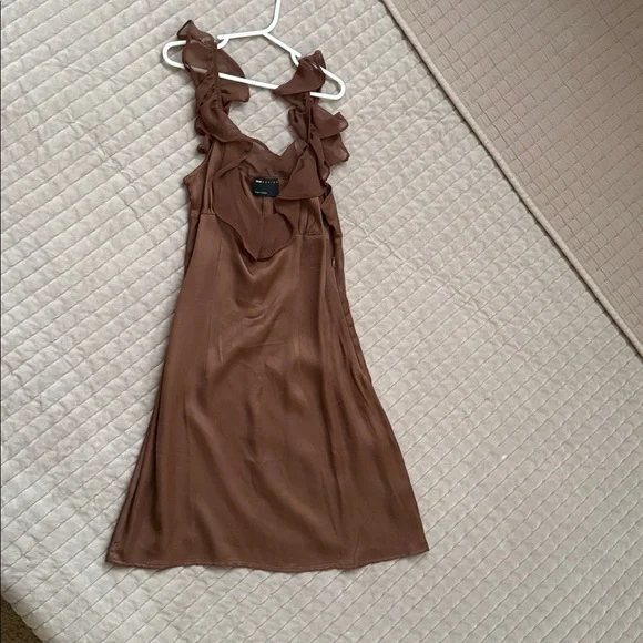 ASOS Brown Ruffle Slip Mini Dress - Picture 4 of 4